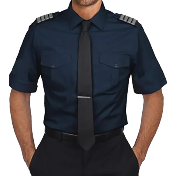 Short Sleeve Top Button Navy Shirt